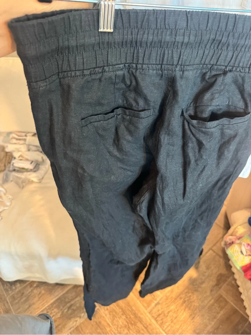 Athleta Cabo Linen Wide Leg Pants Black Women’s Size 6